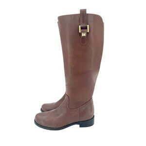 Blondo Boots Riding Boot Brown Leather Stretch Back Calf SZ 7.5 New with DEFECT
